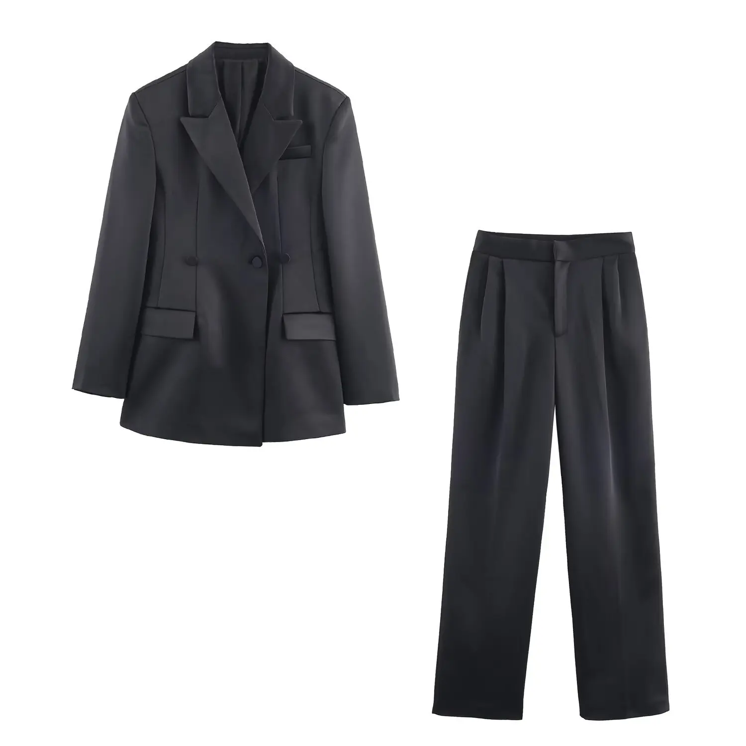 

European and American 2025 new high-end French waist commuting style shoulder pad suit jacket trousers fashion trend suit