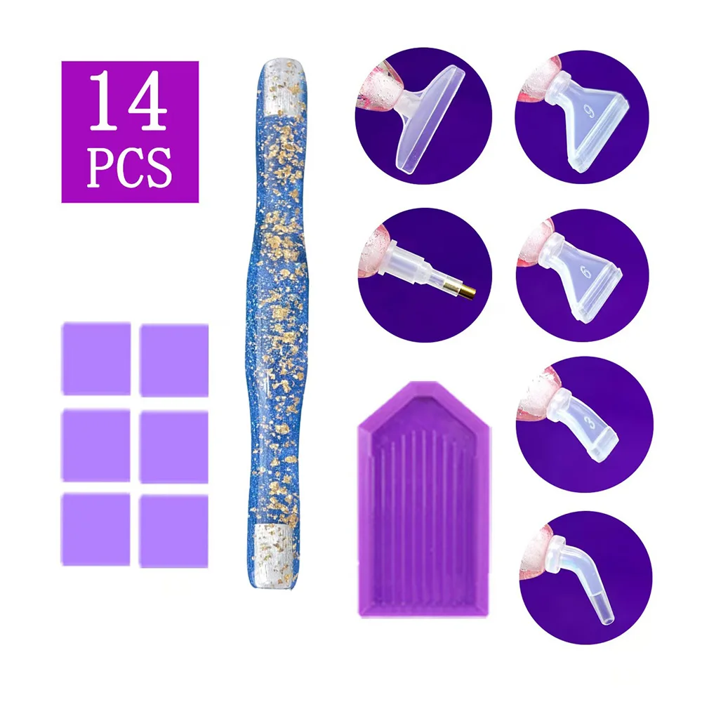 5d Diamond Painting Tool Set New Resin Dot Drill Pen DIY Accessories Plastic Transparent Drill Bits Clay Tray Cross Stitch Kit