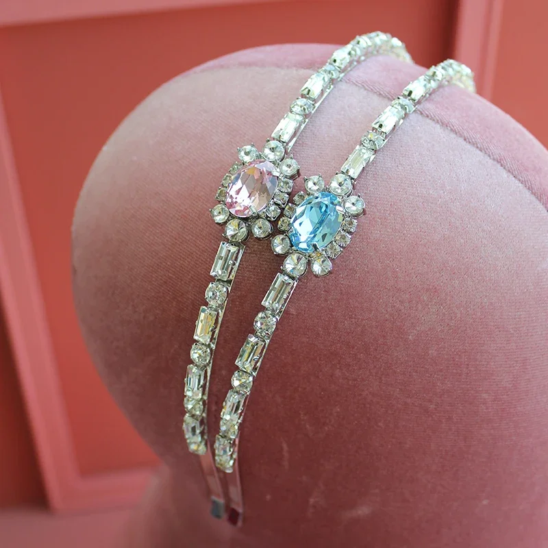 Lovely Designer Colored Crystal Hair Hoop HairBand Luxury Jewelry Women Top Quality Girl Gift Famous Brand Trend