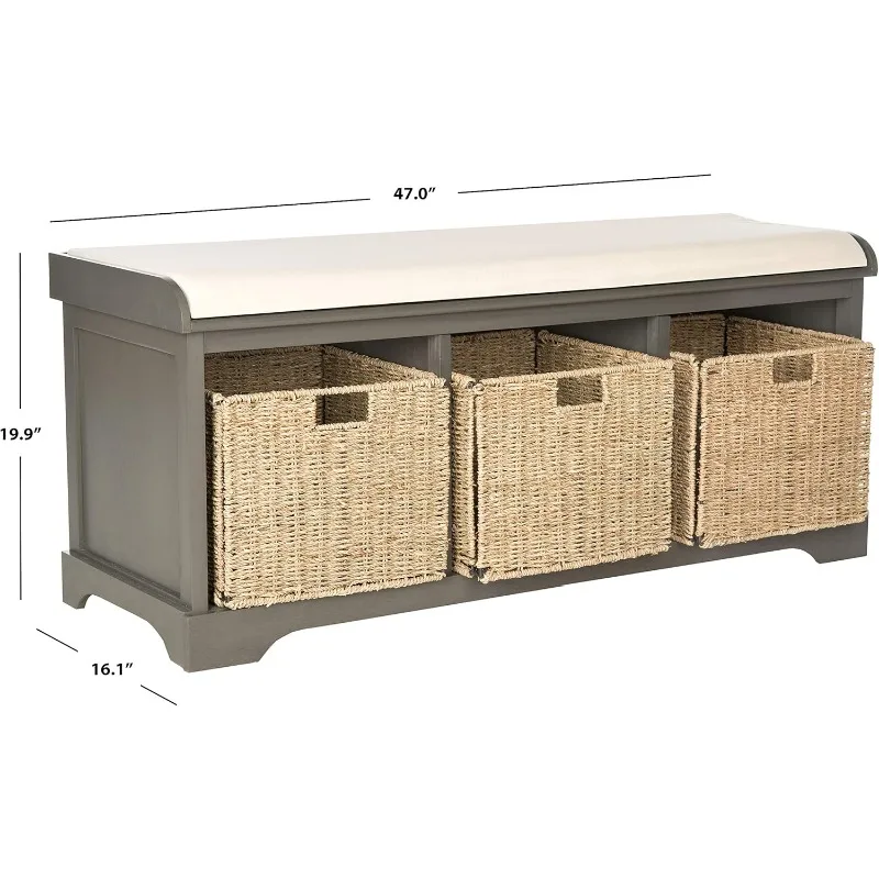 Banc de rangement Lonan gris et blanc WUNICEF, collection American Homes