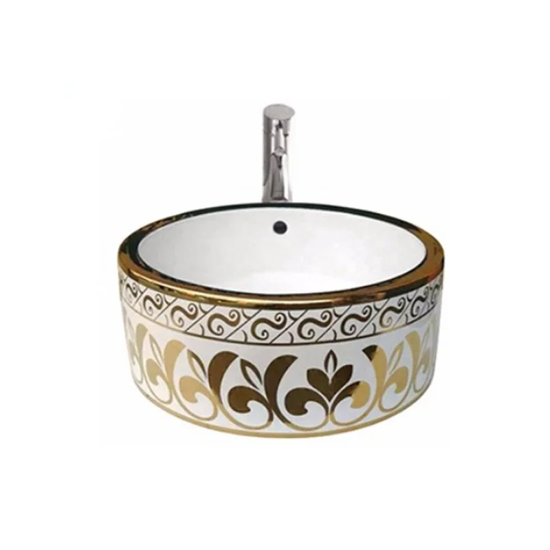 

Round Shape Hand wash basin art sinks silver and golden finish middle east area