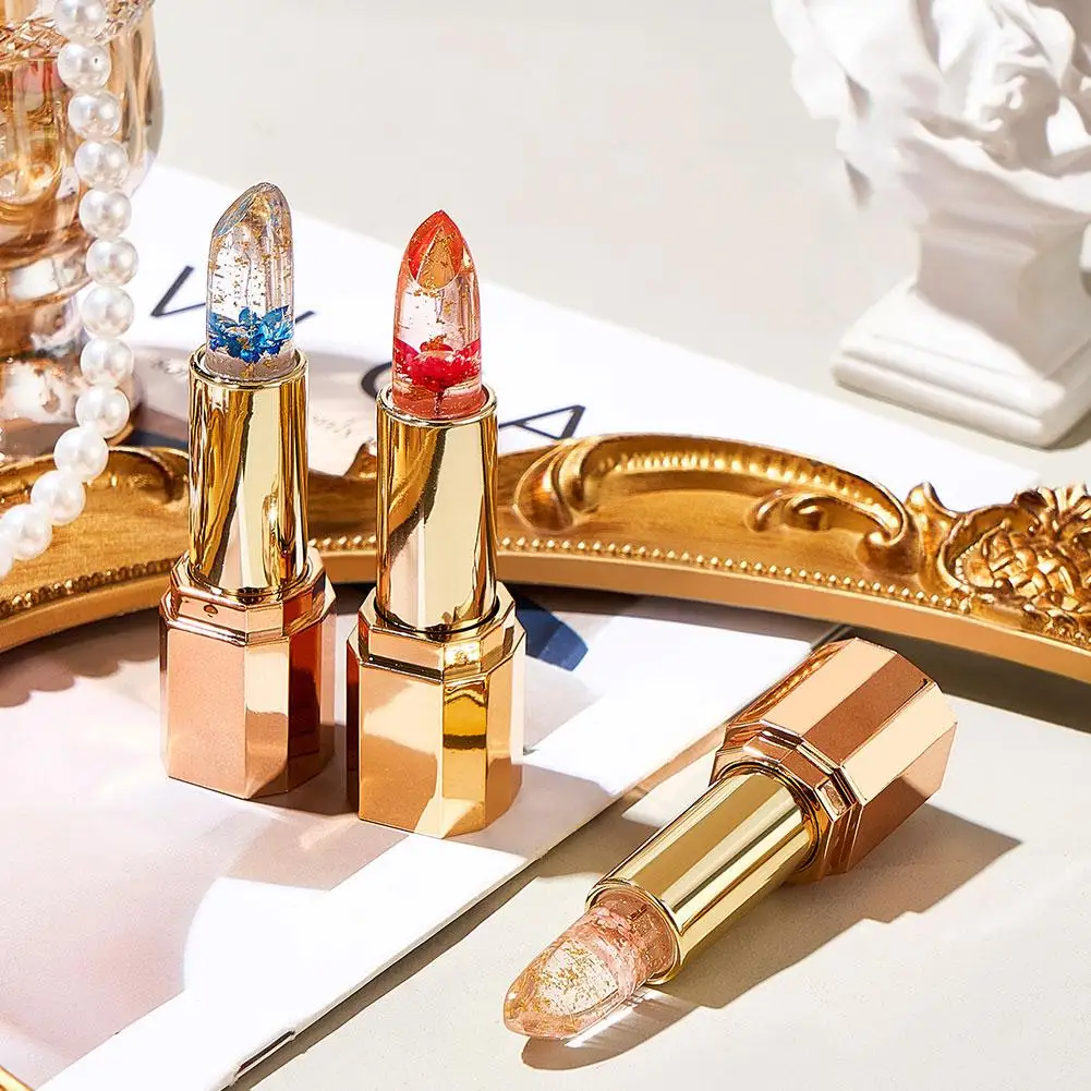 5/10/15PCS Temperature Color Changing Lipstick Petal Jelly Transparent Waterproof Moisturising Color Changing Lip Balm