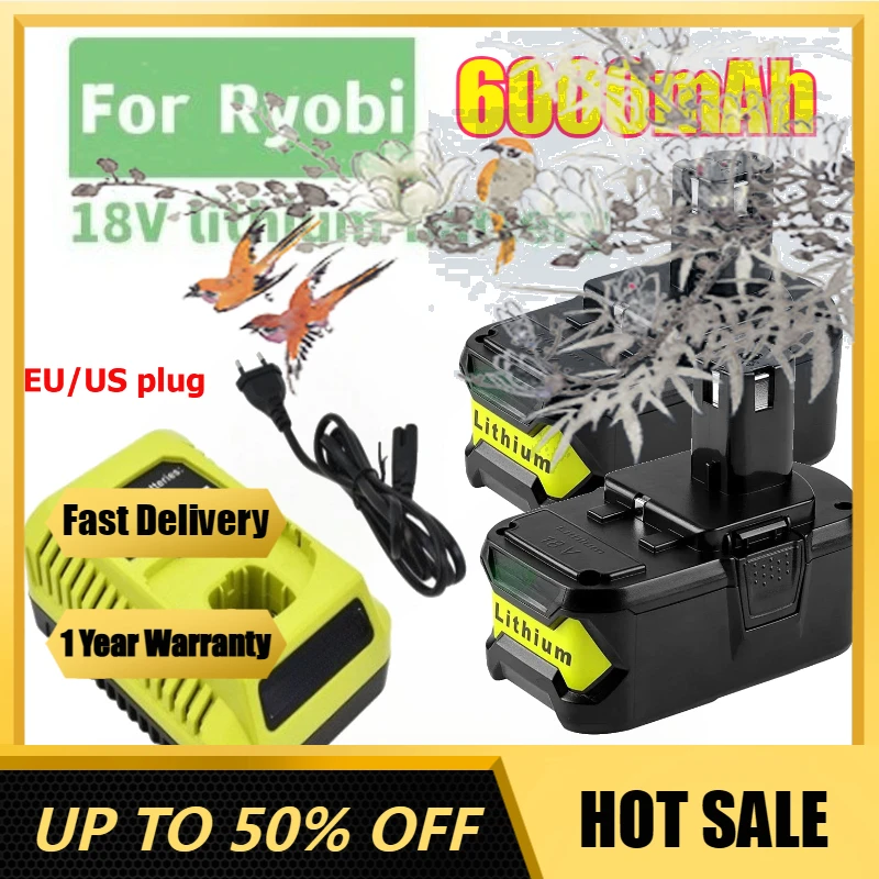 

【Fast Delivery】6Ah Battery Pack For RYOBI P108 P103 18V Battery 18 Volt Lithium-Ion Power Tools P104 P107 RB18L50 RB18L20 P108