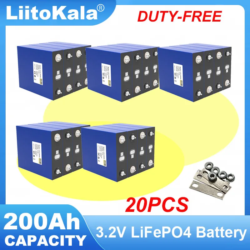 

20x LiitoKala 3.2V 200Ah LiFePO4 Battery Lithium iron phosphate batteries For 12v 24v Inverter Campers Golf Cart Solar TAX FREE