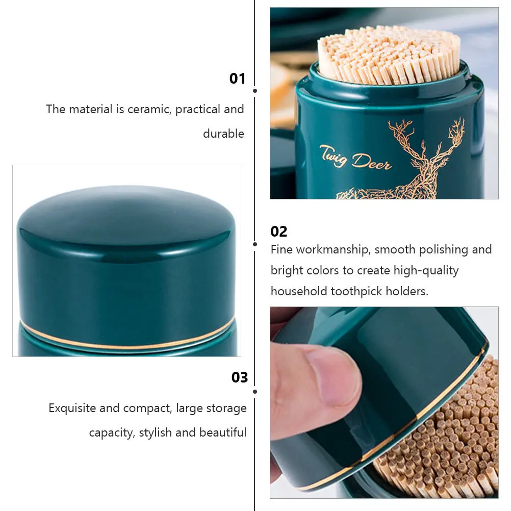 

Premium Ceramic Toothpick Holder Christmas Elk Design Dust Proof Box Home Decoration Dining Table Toothpick Box