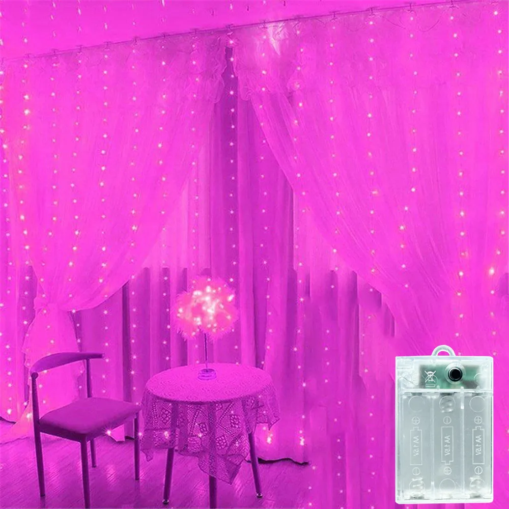 Battery Box Curtain Lights 8 Mode LED Fairy String Light Wedding Halloween Party Decor Christmas Decorations for Home Room Lamp