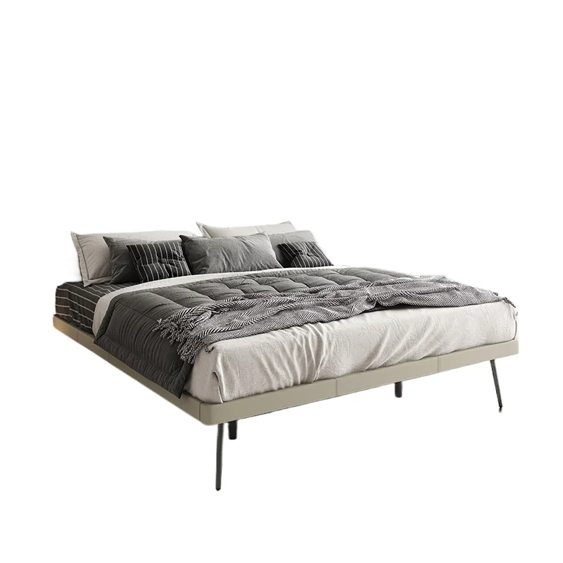 

Italian minimalist bedside bed frame light luxury tatami double leather