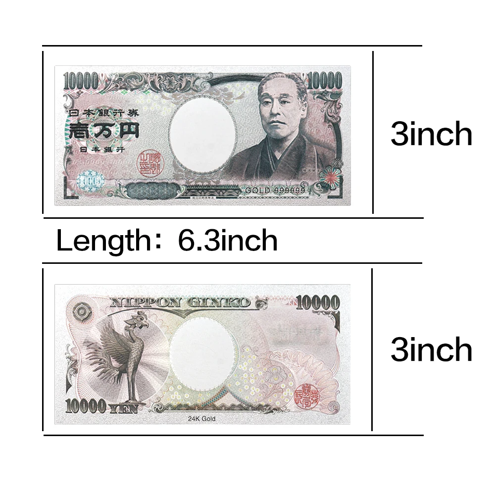 10 teile/los Japanischen Yen Gold Folie Banknoten Home Decor Kunststoff Karten Sammlerstücke Gedenk Banknoten Geschenke