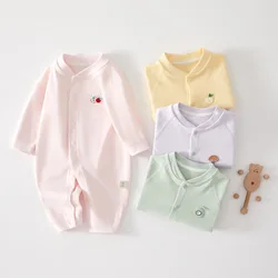 Spring Cute Fruit Design for Boys Girls Neonatal Rompers Iong Sleeved Shirt 100 Cotton Loungewear Outfit Bodysuit