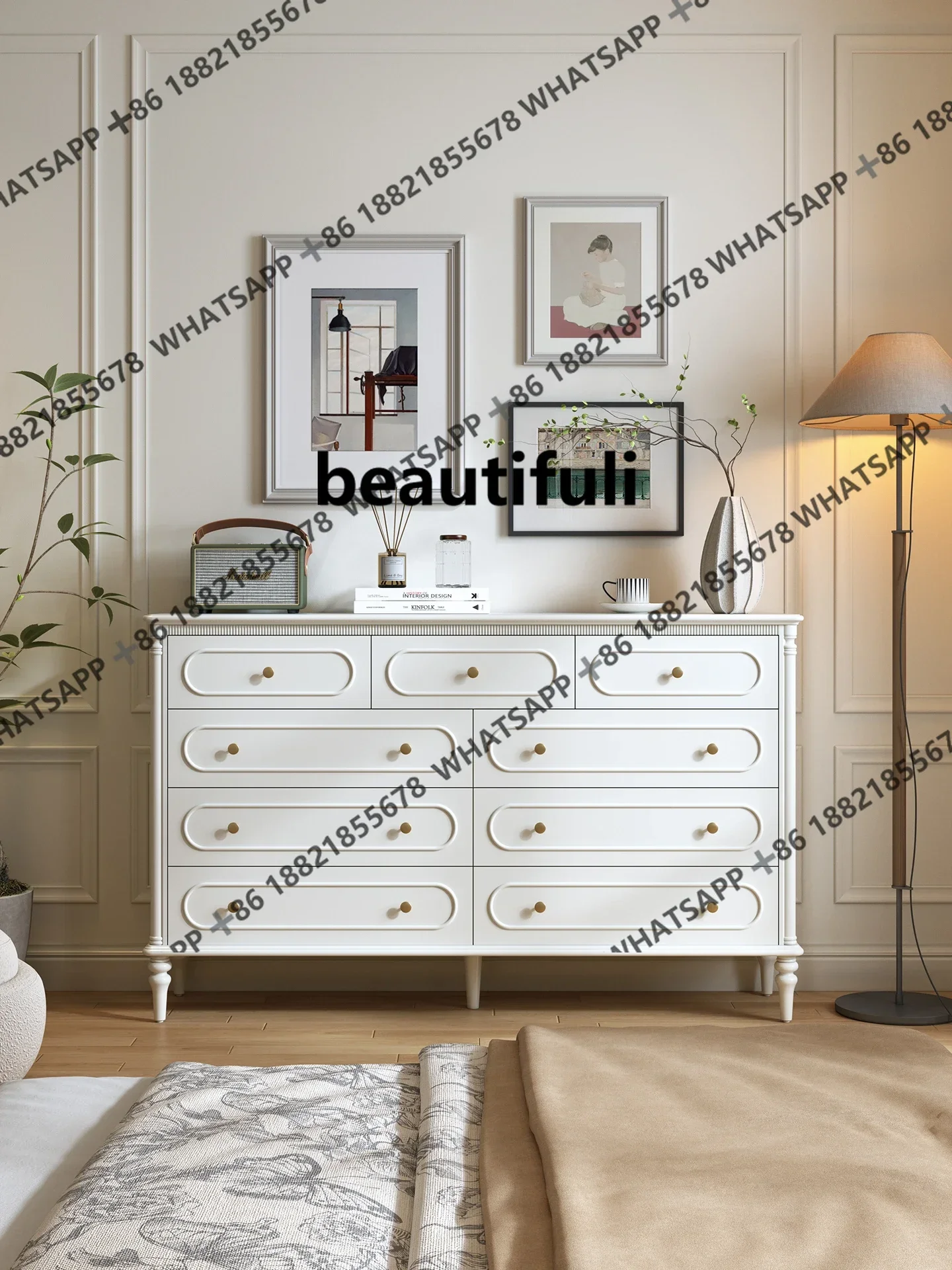 

ZJFrench solid wood chest, sofa side cabinet, American bedside and bedside storage cabinet