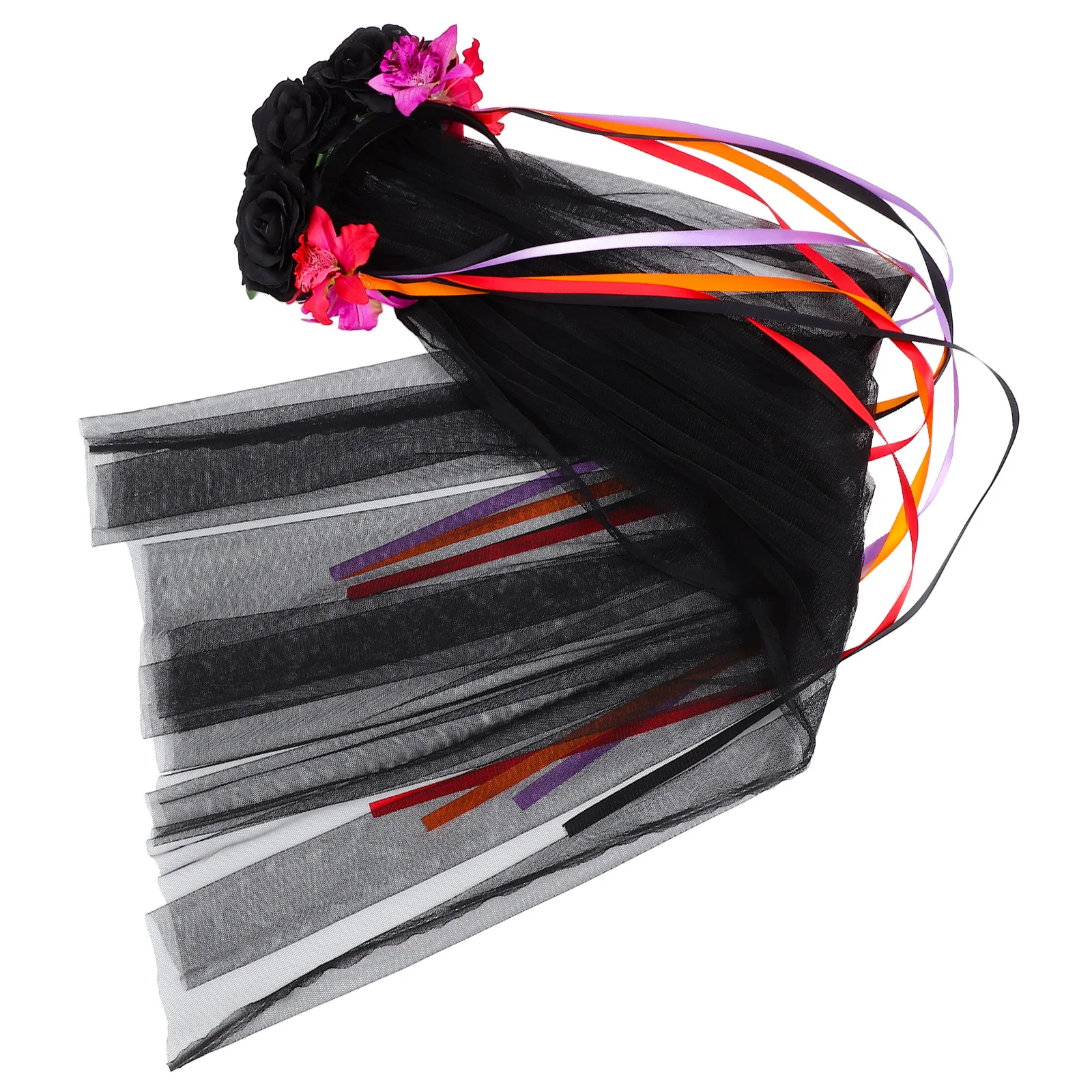 

Black Red Rose Headband Floral Hair Bands Girls Halloween Accessory Cosplay Black Color One Size Lightweight for Party