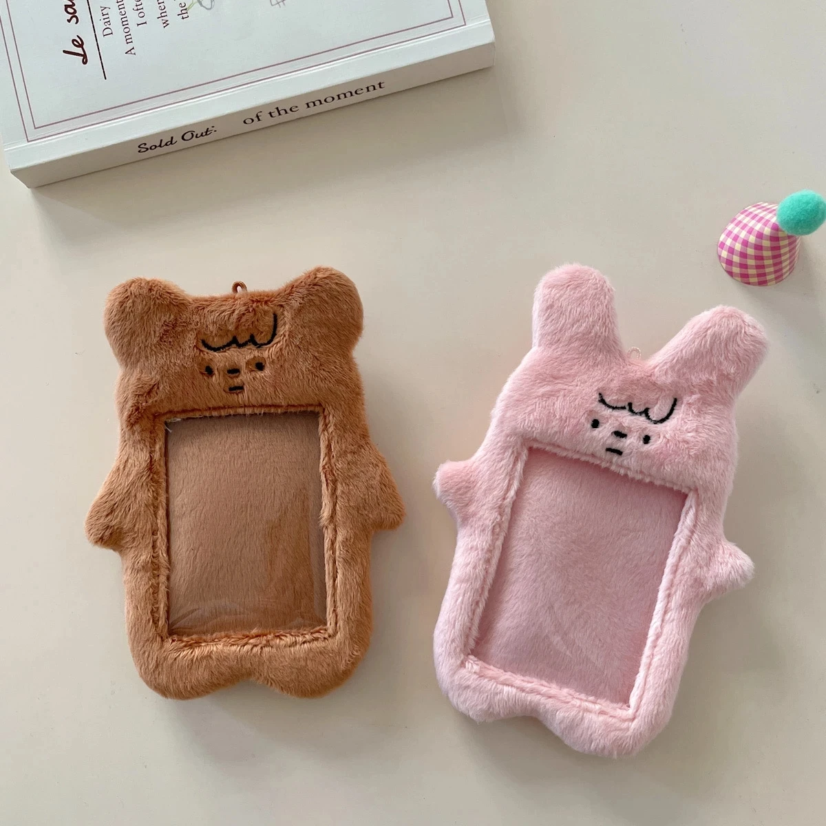 New Arrival Kawaii Little Devil Bear Rabbit Plush Photocard Holder Credit ID Bank Card Bus Card Photo Protective Case