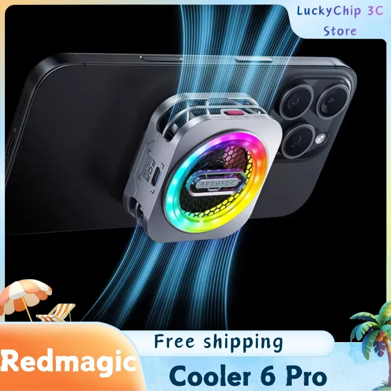 

Кулер Redmagic Cooler 6 Pro с магнитным вентилятором, 30 Вт, жидкостное охлаждение VC, RGB LED, AI-контроль температуры для планшетов и мобильных телефонов