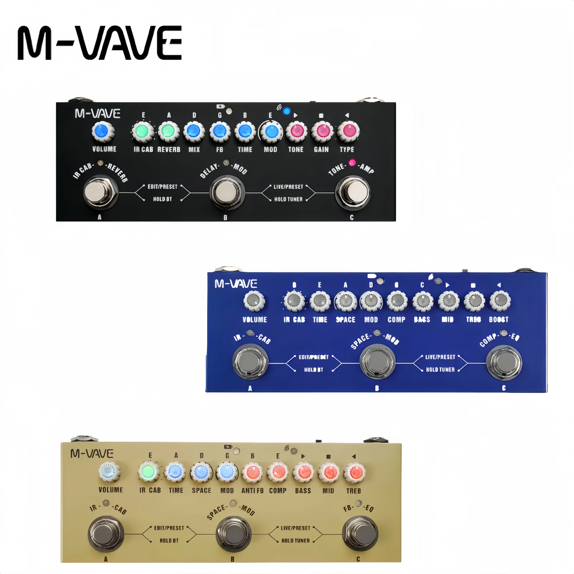 M-VAVE Cube BABY/AC Bass Guitar Effect Pedal 24H Rechargeable Battery 8 IR Cabinets DAW Remote Control for Bassist Studio