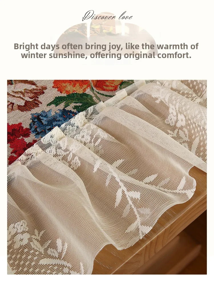 

American Sle Tablecloth Vintage Rose Flower Rectangle Dustproof Cover Cloth Multi-use Dining Table Decorative Cloth