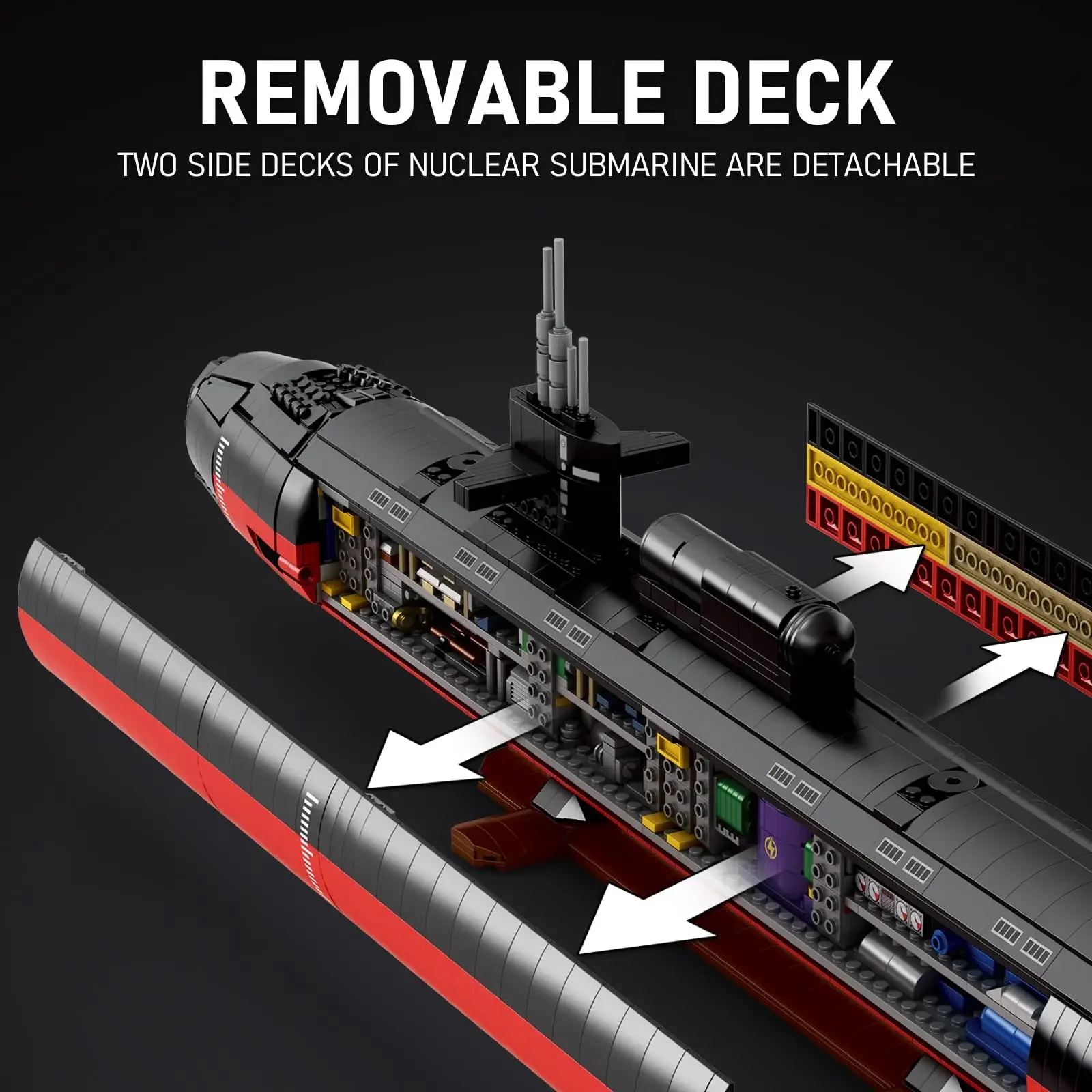 2988 Pz SSN-688 Sottomarino Nucleare Nave da Guerra Building Blocks Modello Corazzata Militare Costruzione di Giocattoli Kit Regali per Ragazzi e Adolescenti