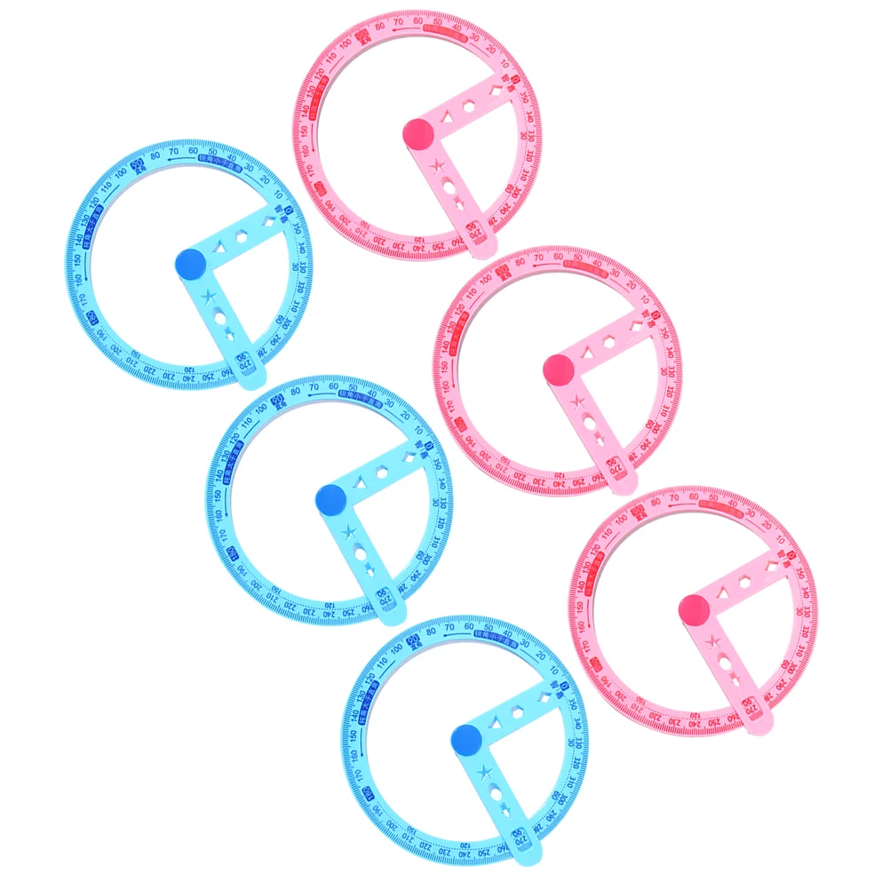 6 Pcs 360 Protractor Multi-function Creative Circle Demonstrator Plastic Ruler Drafting