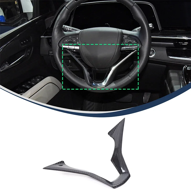 For Cadillac Escalade 2021 Car Steering Wheel Base Decorative Cover Real Carbon Fiber Auto Accessories 1 Pcs