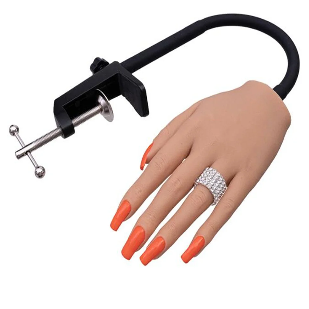 Silicone Nail Enhancement Training Female Left Hand Mannequin with Joint, Flexible Supporting, Teaching Artificial Model, E091