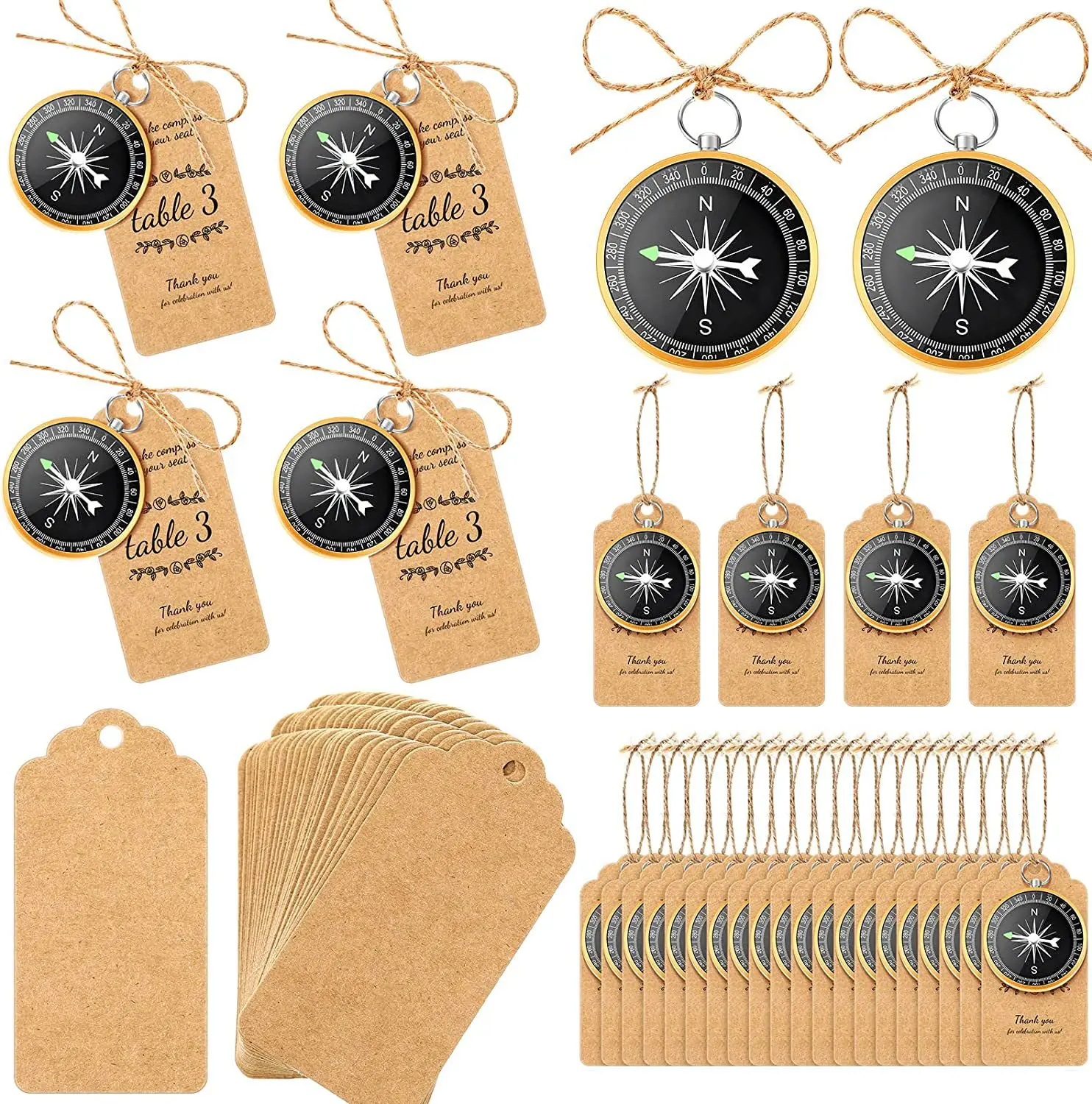 

50pcs Wedding Gifts For Guests Compass Keychain With Book Tag Wedding Supplies For Souvenir Wedding Party Birthday Decoration