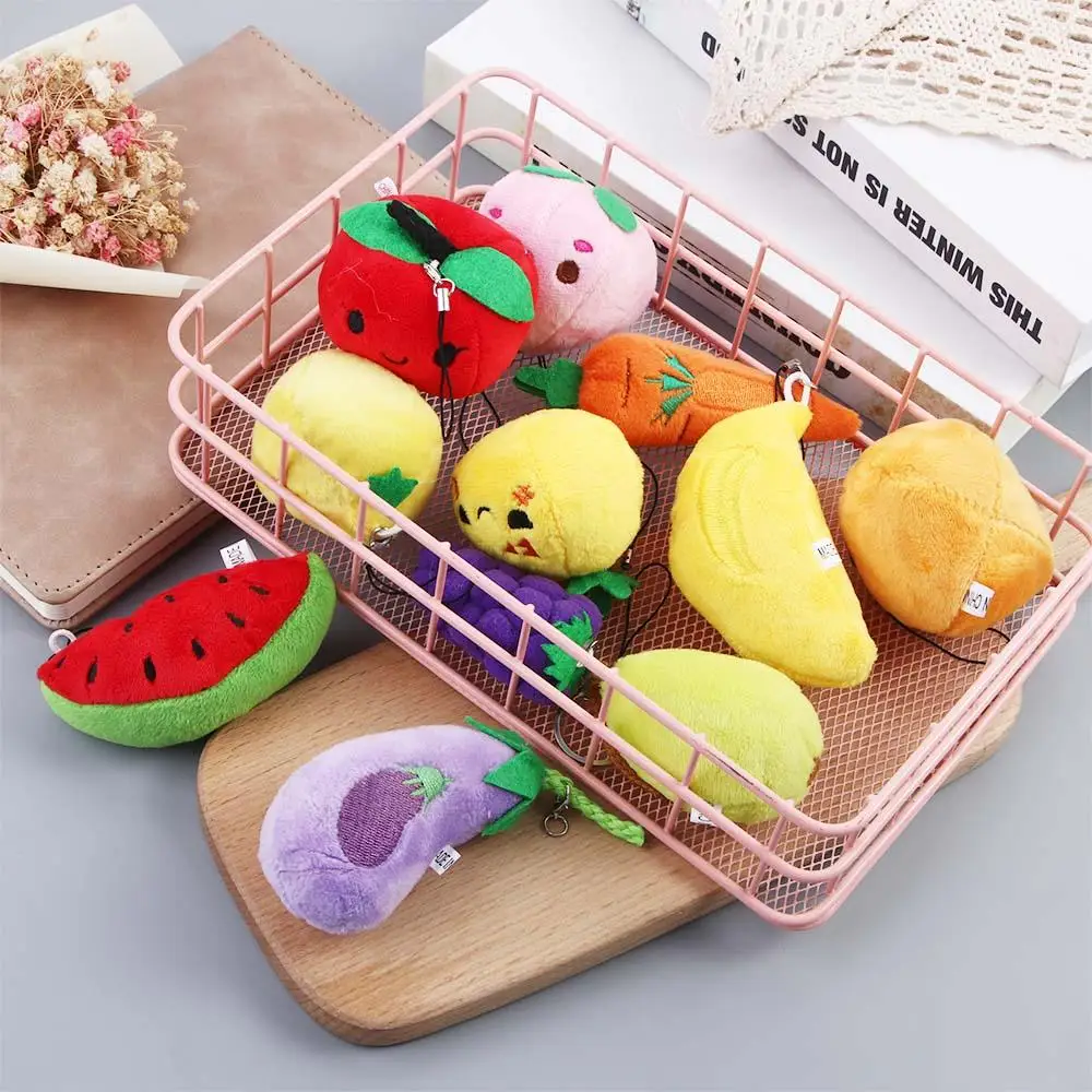 Interior Cute Plush Pendant 6cm Stuffed Toy Key Holder Fruit Plush Doll Vegetable Plush Toy Fruit Plush Toy Plush Keychain