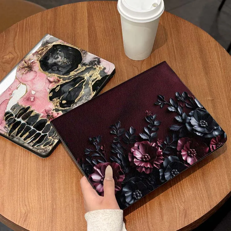 

Dark Red Flower Decor Gift Tablet Case For Lenovo Xiaoxin Legion Pad Tab Pro GT Y700 Gen4 2 11 P11 M10 K10 3rd Plus Gen