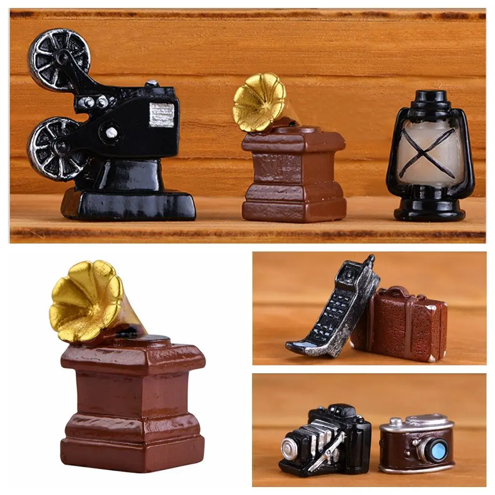 Antique Home Decor Dollhouse Ornaments Resin Furniture Figurine Telephone TV Model Mini Pianos