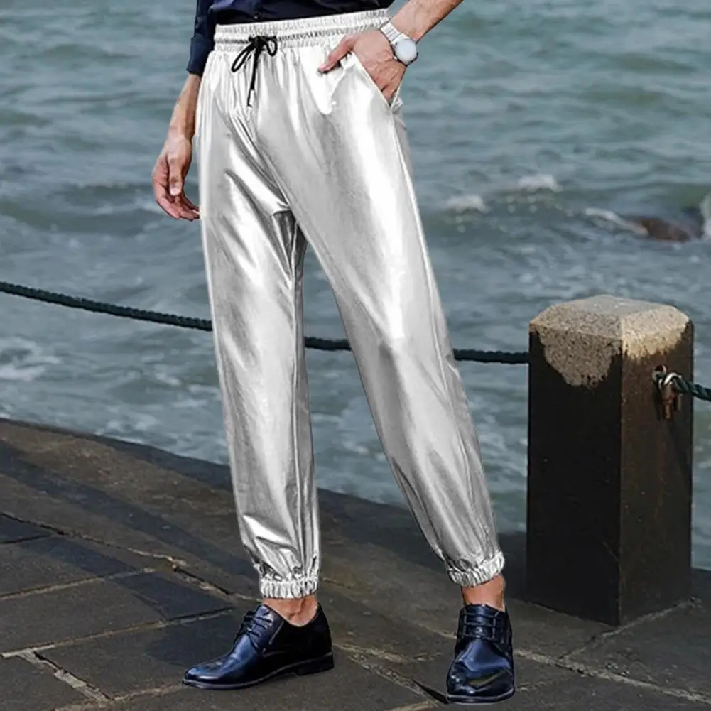 Mens Pant Elastic Slim Fit Fashionable and White Dance Performance Pants for MenTrousers Stage Party Nightclub Pants