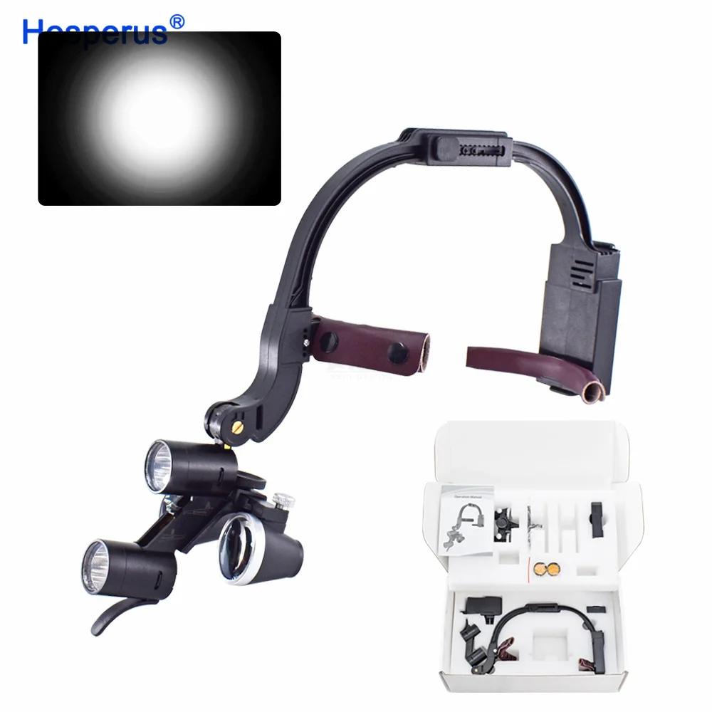 

Den tal LED Head Light Lamp 2.5X 3.5X Dentisit Surgical Headlight Magnification Binocular Loupes For Lab Equipment