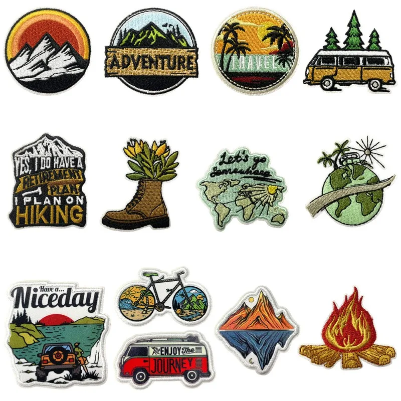 

Tourism Outdoor Camping Climbing Sports Iron-on Sew Embroidery Badge Patches DIY T-shirt Hat Backpack Clothing Appliques Sticker