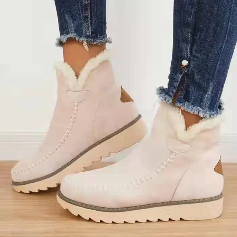 Botas De nieve para Mujer, moda De invierno, zapatos cálidos informales para Mujer, botines cómodos sin cordones para Mujer, calzado, Botas De Mujer