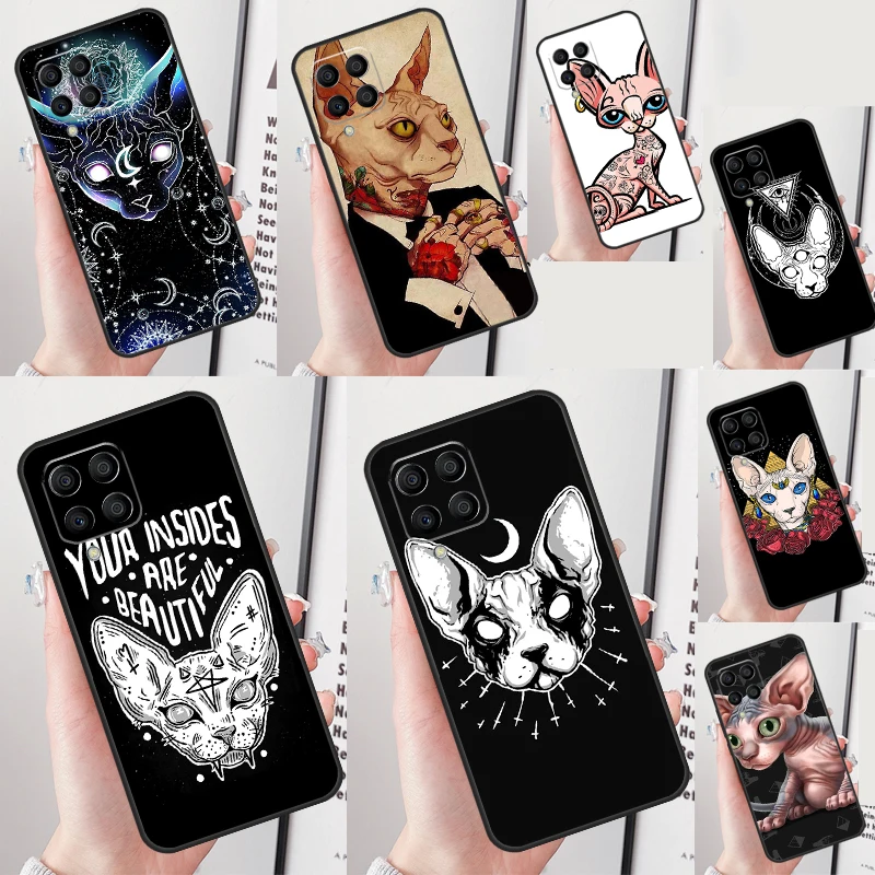 Tatouage chat sphinx pour Samsung Galaxy M13 M23 M33 M53 M15 M35 M55 M14 M34 M54 M31 M51 M20 M32 M52 M06 M16