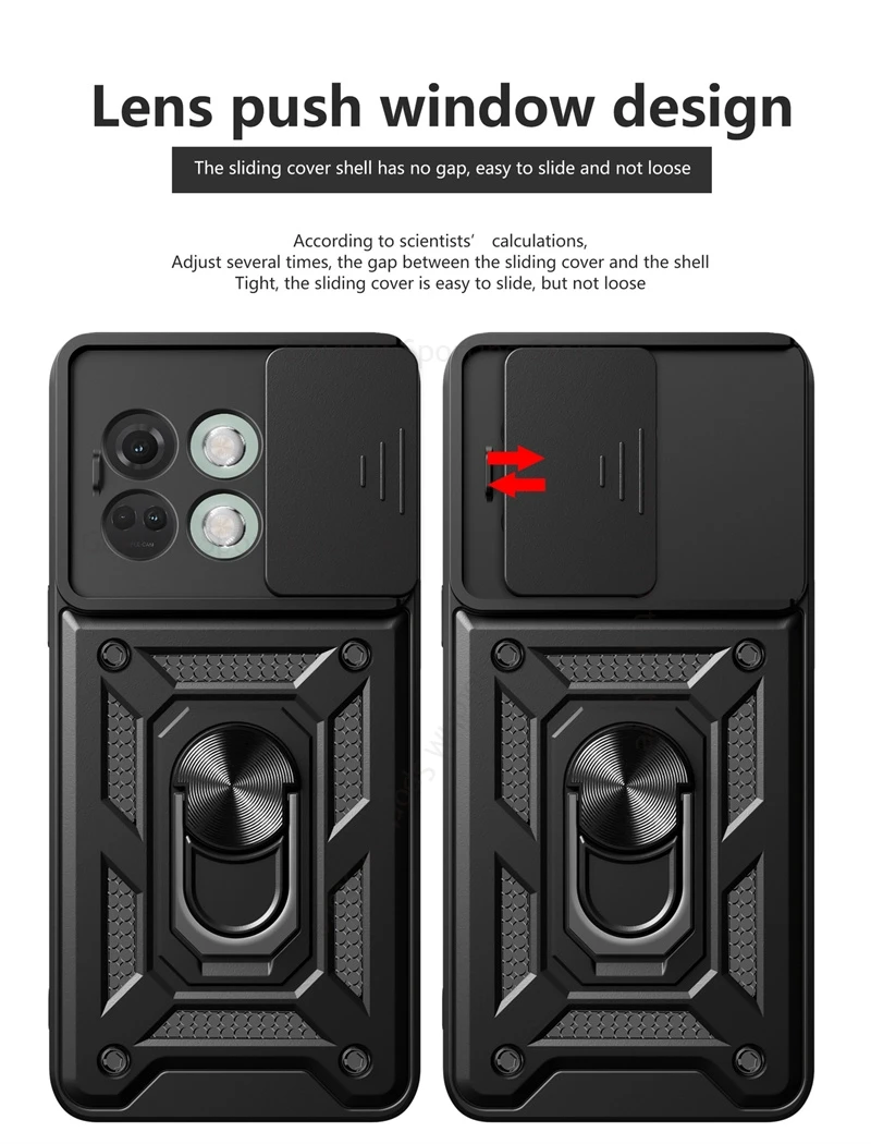 Armor Case For OnePlus Ace 6 5 Pro 5G Magnetic Ring Stand Slide Lens Heavy Duty Hybrid Cover For Oneplus Ace 5 Racing 3 6 Pro 5G