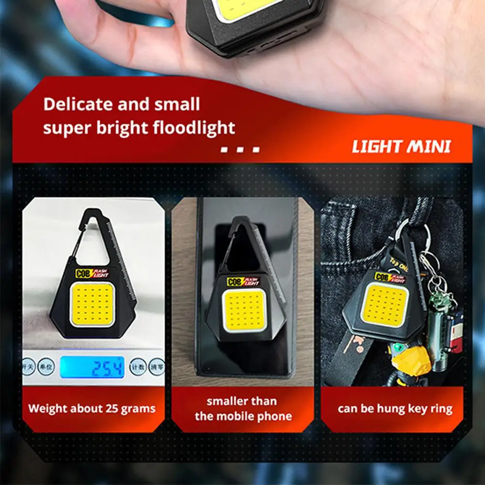 Multi-function Keychain Light, Rechargeable Mini Magnetic Camping Light, Car Light Emergency Sound Work B6m4