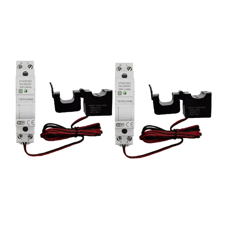 

Reliabletuya Smart Wi-Fi Din-рейка, однофазный измеритель переменного тока 100-230 В, детали с приложением 63A CT, монитор мощности в реальном времени