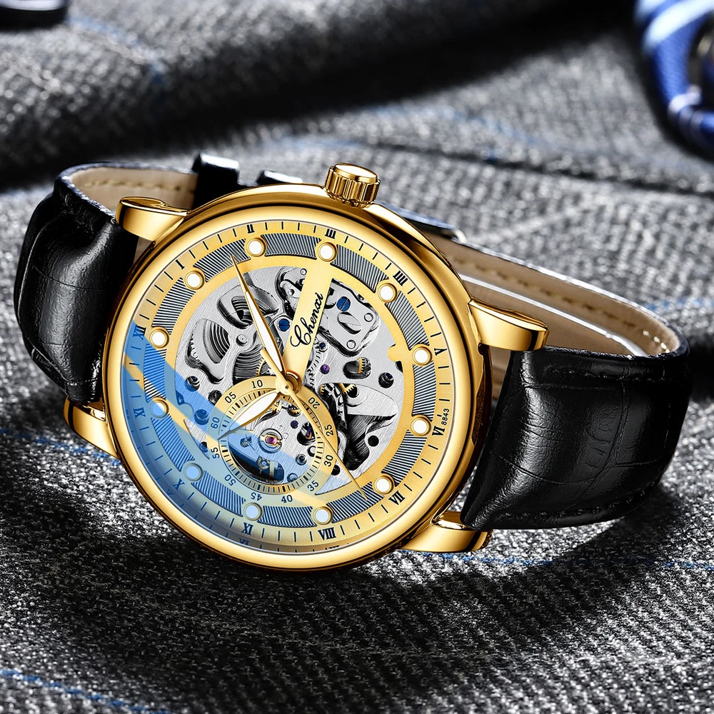 CHENXI orologi da uomo moda quadrante luminoso orologi da polso meccanici automatici orologi da uomo scheletro orologio maschile Relogio Masculino