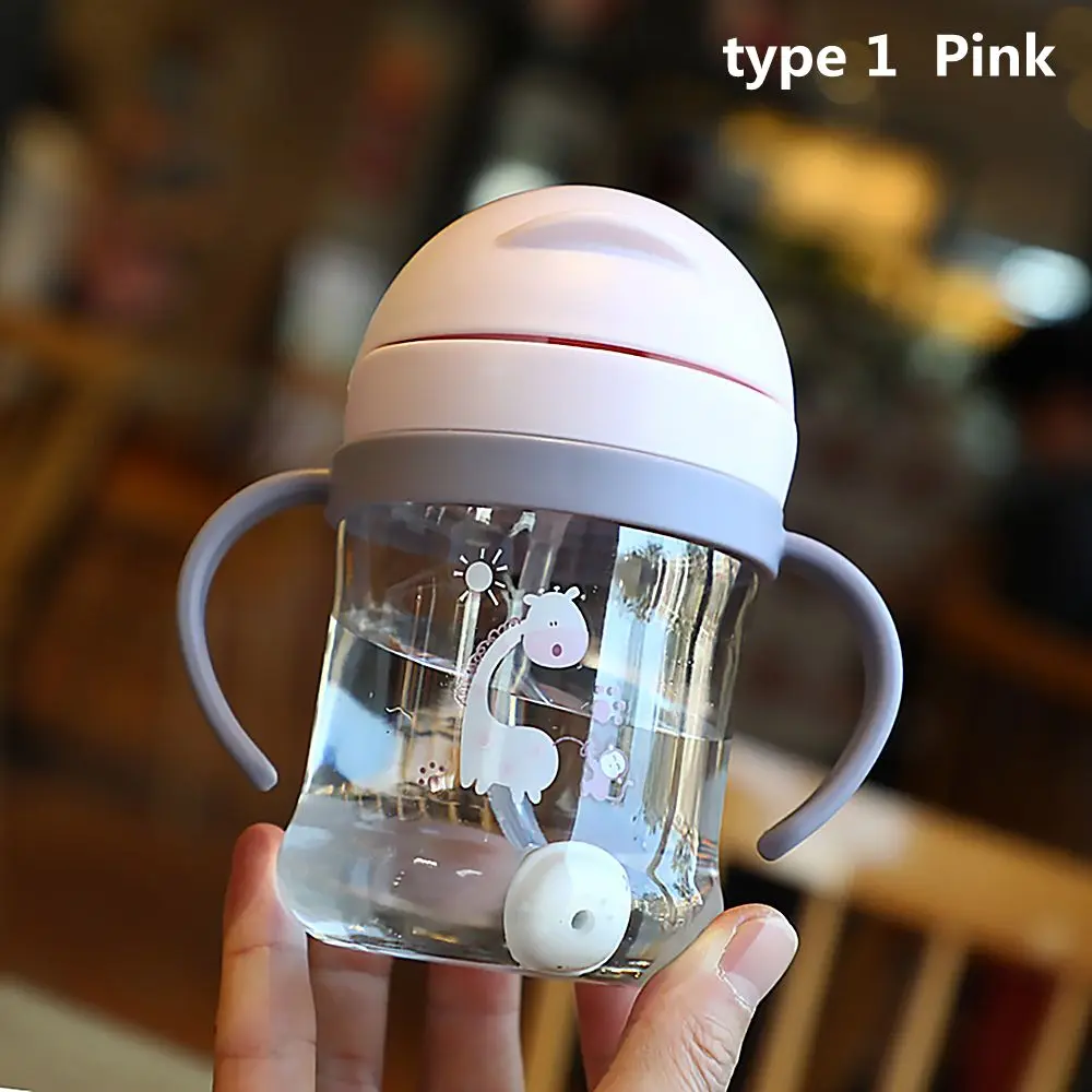 

Food Grade Water Bottle Toddler and Unisex Learning Cup Sippy Cups with Straw Gravity Ball Handle Feeding Cup