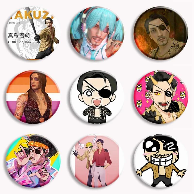 Yakuza Goro Majima Cartoon Soft Button Pin Majima Construction Vintage Brooch Badge Backpack Decor Gamer Collect Friends Gifts