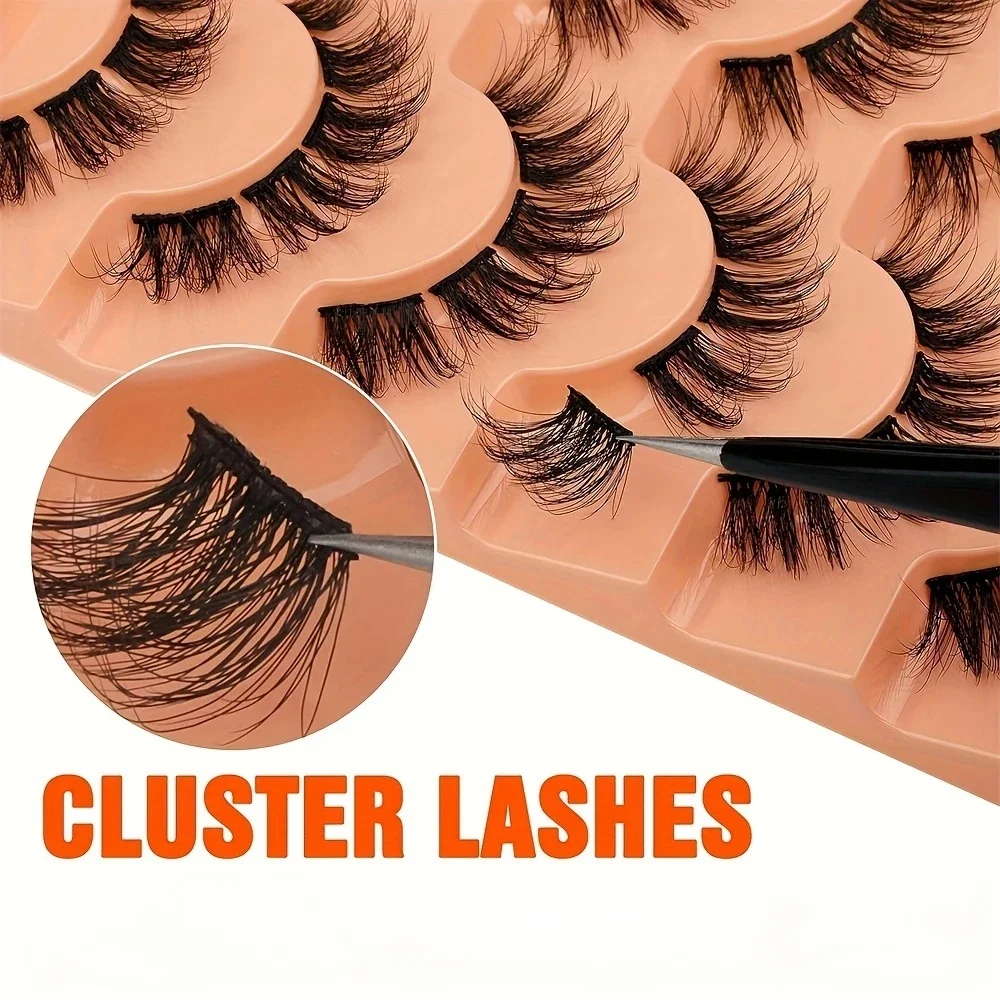 7 par puszystych sztucznych rzęs, 20 mm, gęste, lekkie rzęsy, 8D gęste, podkręcone sztuczne rzęsy
