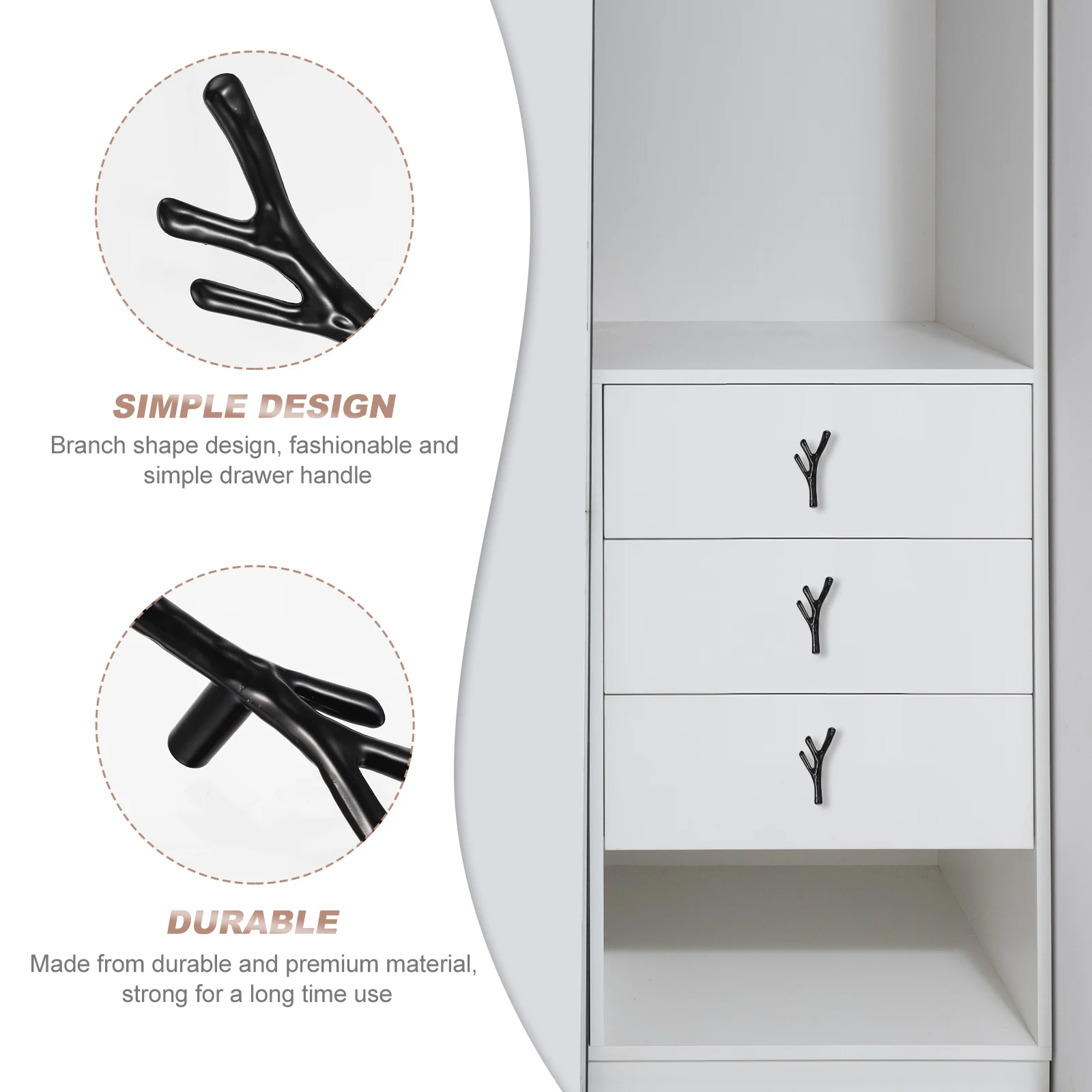 

8pcs Retro Branch Drawer Handles Zinc Alloy Cabinet Knob Durable Wardrobe Pull Handle Shelf Grip Cupboard Door Knob Furniture