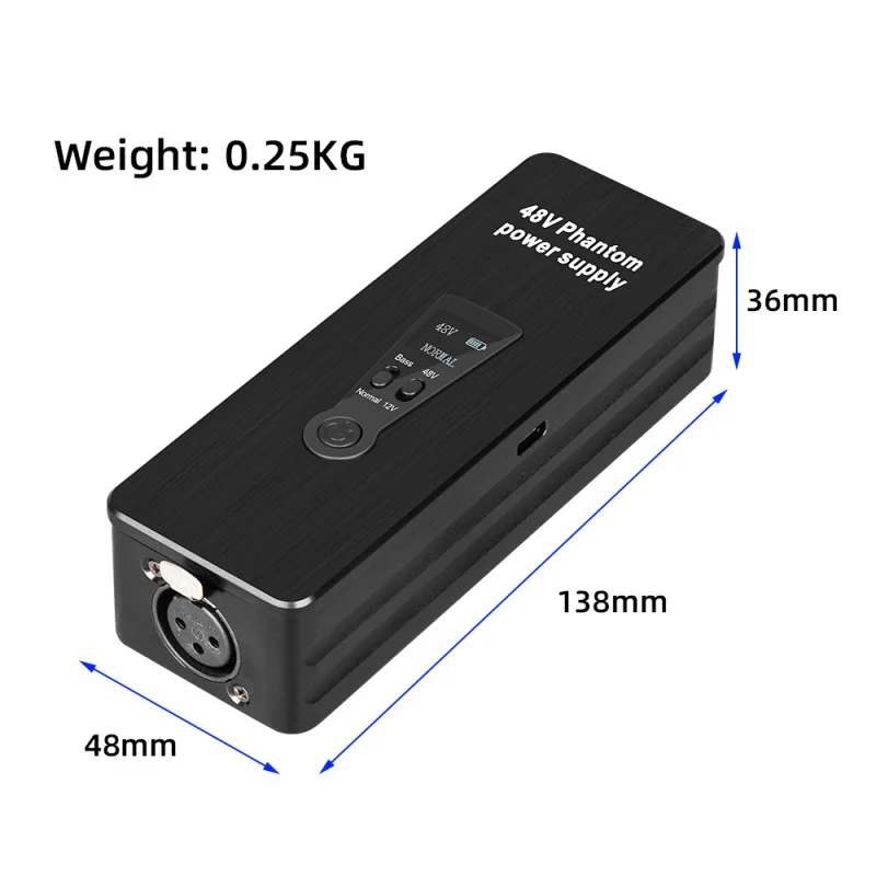 48V/12V Phantom Power Microphone Amplifier Supply for Condenser Mic Portable Mic Preamp Electronic musical Instrument Accessorie