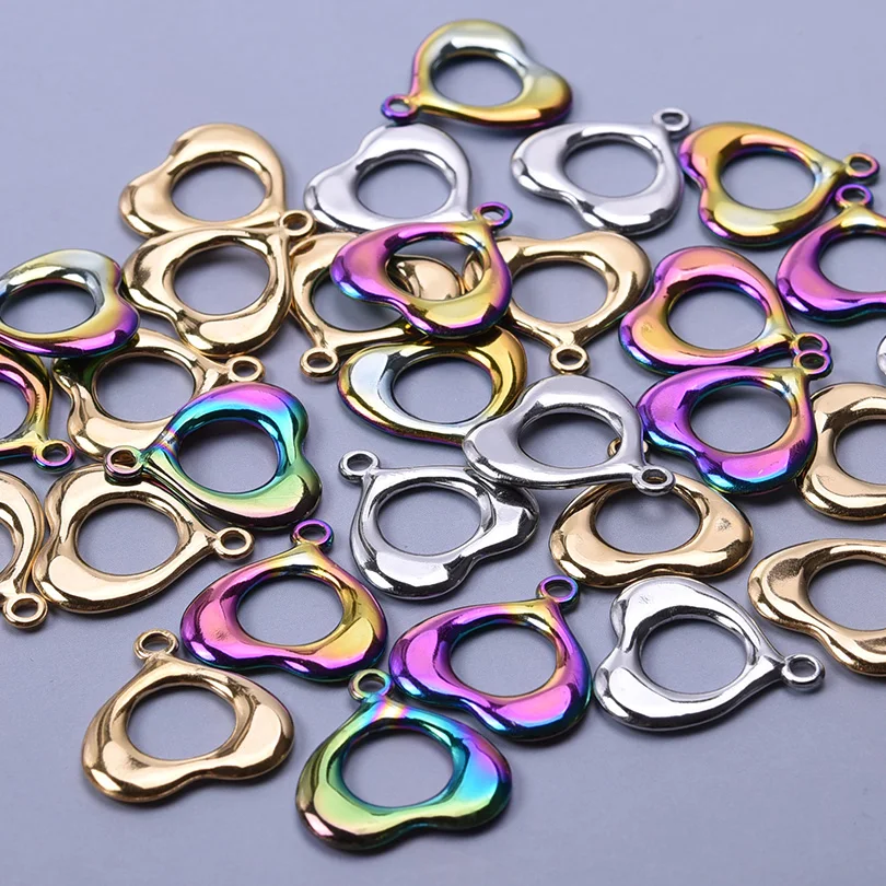 Luxury 10pcs 3D Irregular Graphic Pendant Charms Love Shaped Gold Color Rainbow DIY for Necklace Earring Findings Jewelry Making