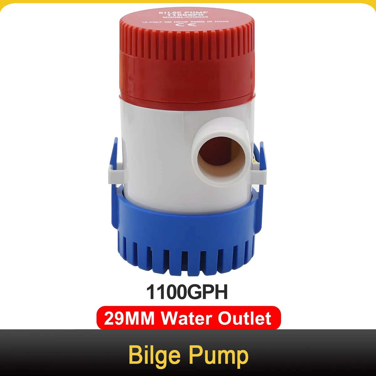 

Bilge Pump 1100GPH 12V Boat Bilge Pump, 29mm Hose Submersible Low Noise Electric Marine Bilge Sump Water Pump for Boat Yacht