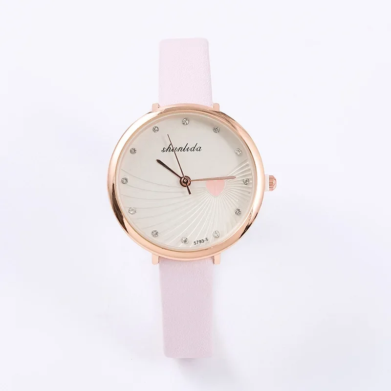 Relojes de pulsera de cuarzo con corazón de amor para mujer, relojes de pulsera elegantes para estudiantes, reloj de cuarzo Simple y versátil