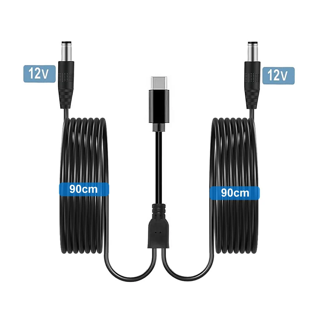 New 2 Dual DC To Type C USB C PD 12V 3A 5.5x2.1mm 2.5 Power Supply Cable for Wireless Router LED Strip Speaker CCTV Camera