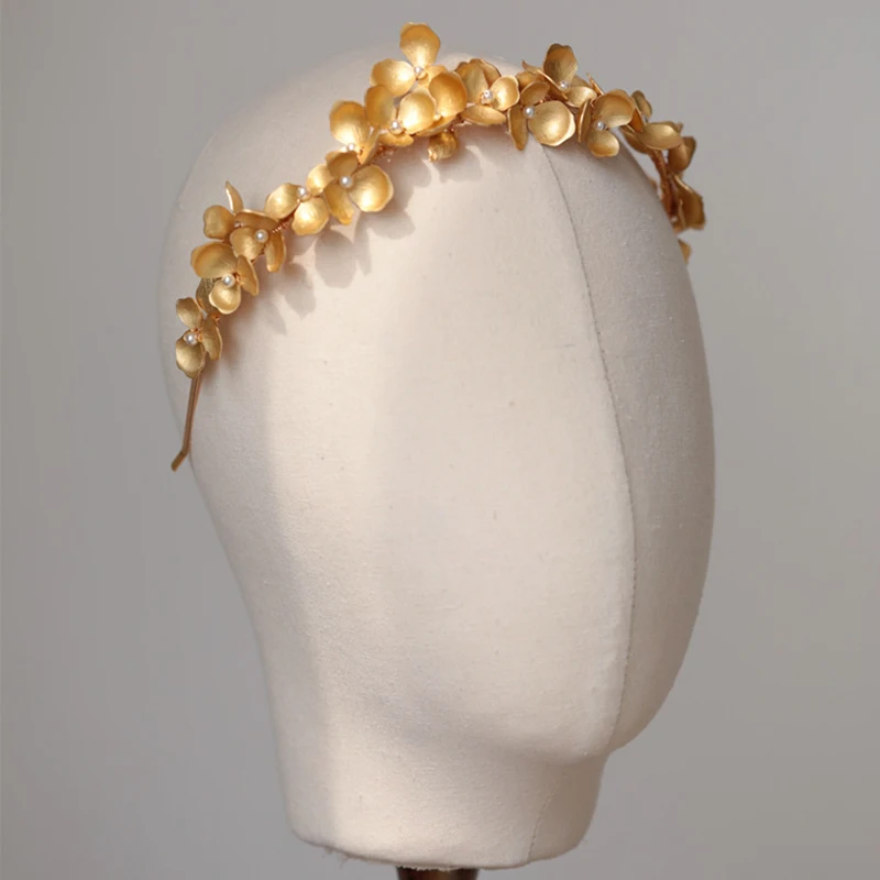 خمر النحاس زهرة الزفاف تاج الزفاف الشعر تيارا اليدوية النساء حفلة موسيقية هيرباند الفتيات خوذة #3