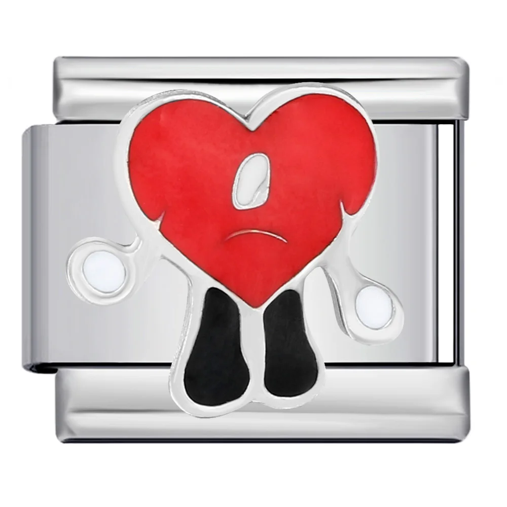URING Romantic Red Style Car Heart Flower Kiss Me Stainless Steel Italian Charms Link Fit 9mm Hand Chain DIY Making Jewelry Gift