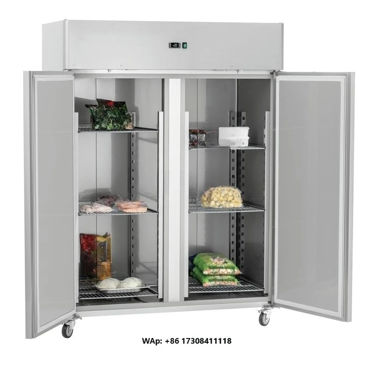 Stainless Steel 304 Commercial Double Door Reach in Freezer Refrigerator for Restaurant