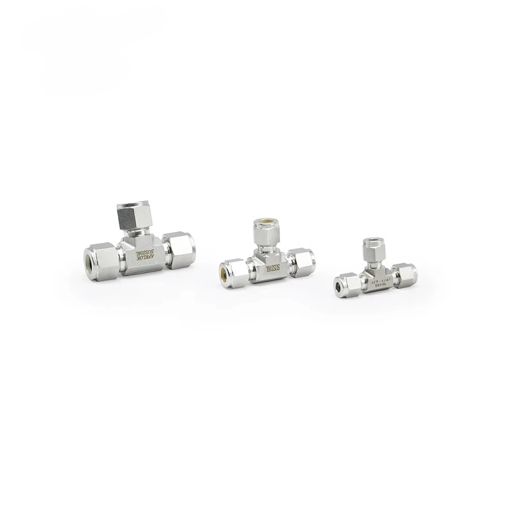 Stainless Steel SS316 Union Tee 1/8in 1/4in 3/8in 1/2in 3/4in Inch Tube Fittings Double Ferrule Fitting for Plumbing And Piping