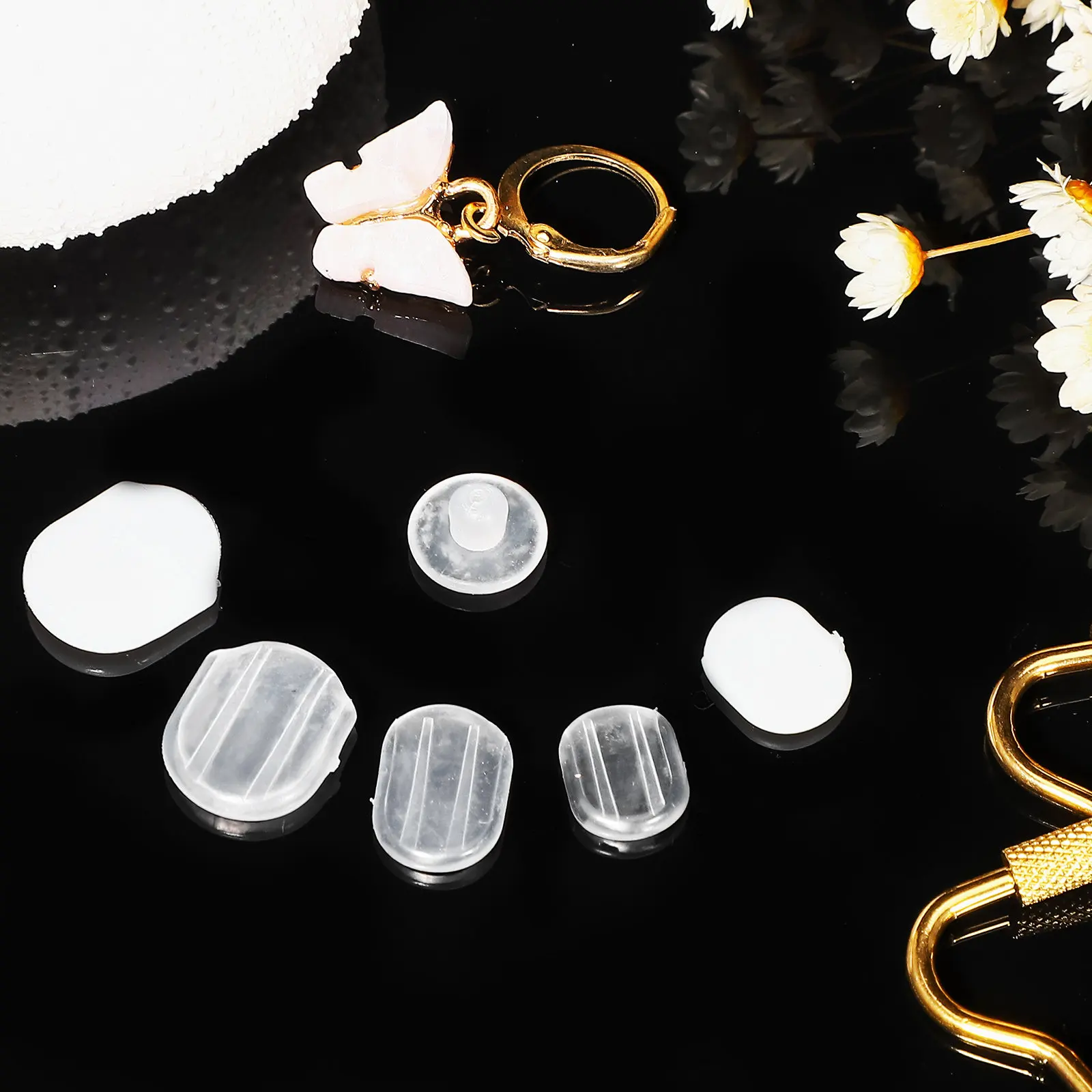 60 Pcs Silicone Earring Cushions Soft Anti Slip Pads For Studs Earrings Backing Accessories Support Patches Nonskid